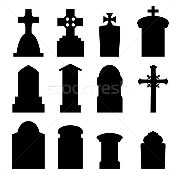 Set of headstone and tombstone in silhouette  Stock photo © jiaking1
