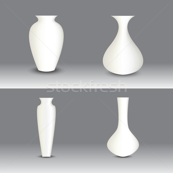 Stock photo: White vase set, vector object