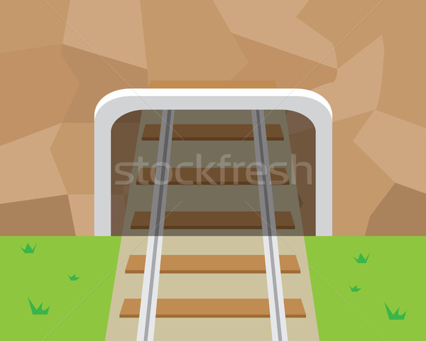 Berg tunnel spoorweg stijl vector gras Stockfoto © jiaking1