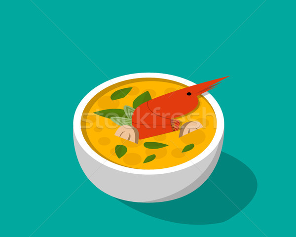 Thai soup with shrimp - Tom yum Kung in 3D vector Stock photo © jiaking1