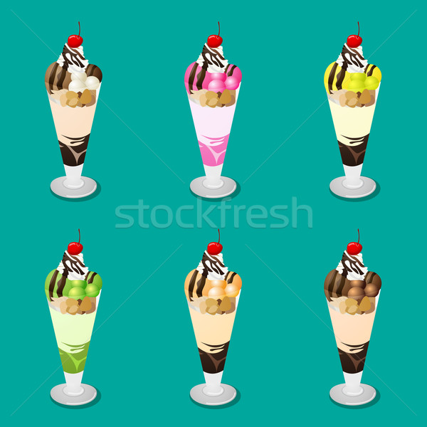 Establecer helado café vidrio restaurante signo Foto stock © jiaking1