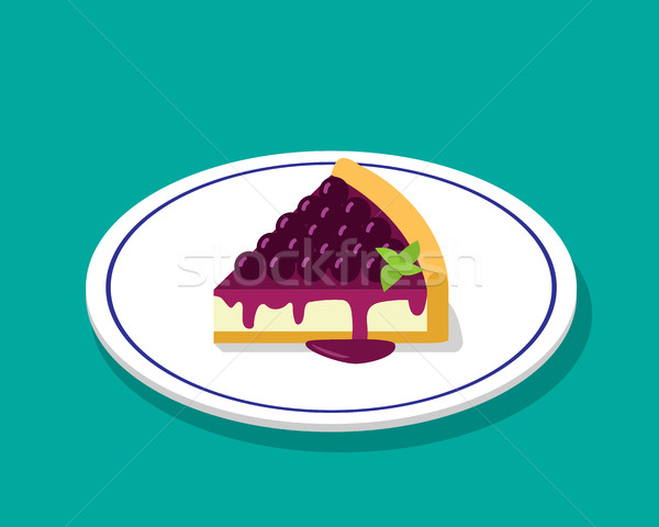 Blueberry cheese cake in 3D cartoon style, vector Stock photo © jiaking1