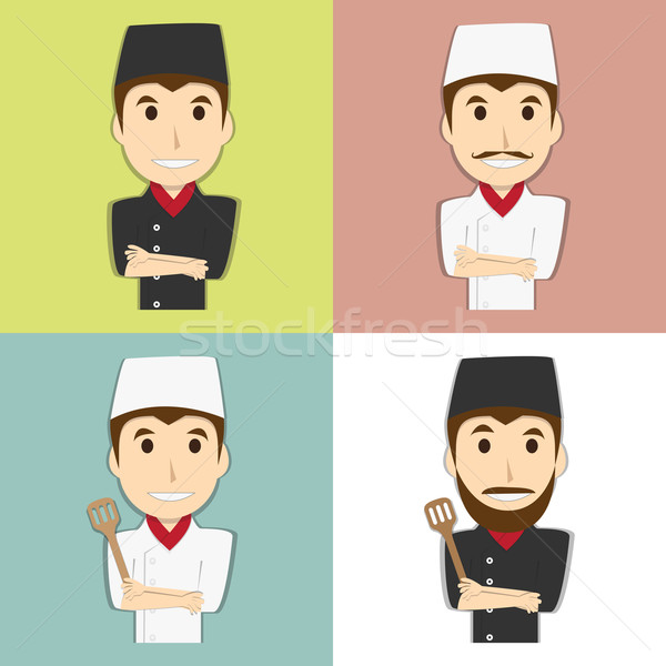 Happy chef master with mustache and beard Stock photo © jiaking1