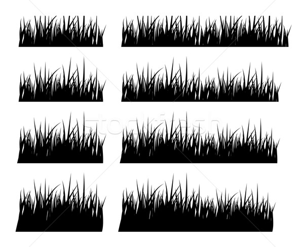 Set of black silhouette grass in different height Stock photo © jiaking1