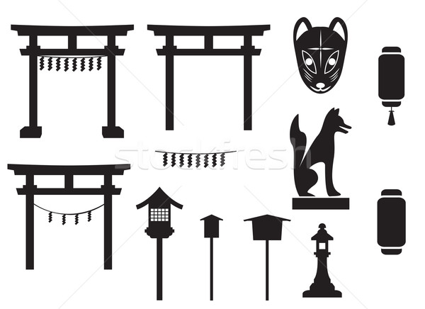  black silhouette traditional object in japan, japan gate and mo Stock photo © jiaking1