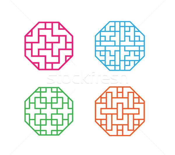 Set of octagon Korean pattern window frame Stock photo © jiaking1