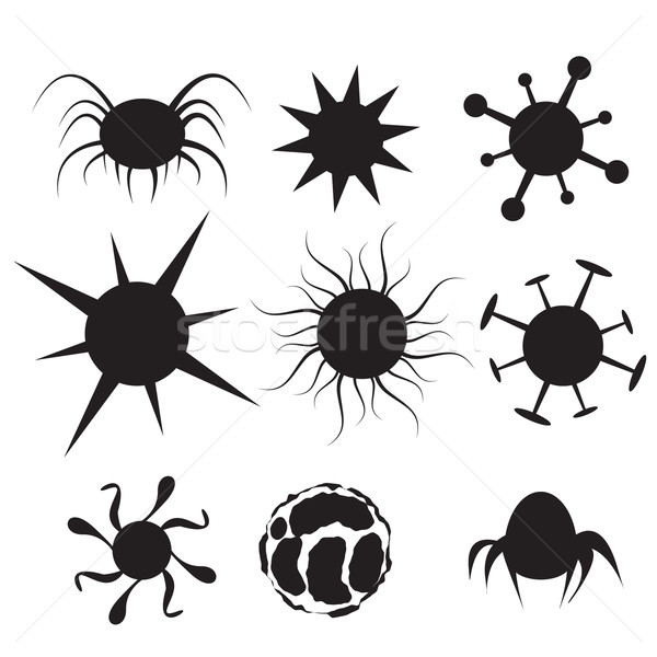Set of Virus flat icon. Bacteria, disease and cancer cell Stock photo © jiaking1