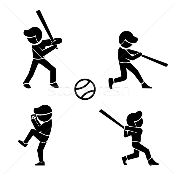 Set of baseball icons in silhouette style, vector Stock photo © jiaking1