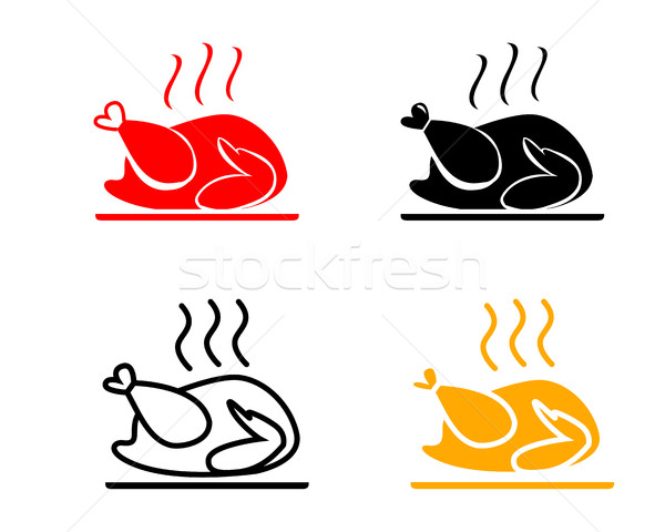 Set of Roasted chicken icons, vector Stock photo © jiaking1