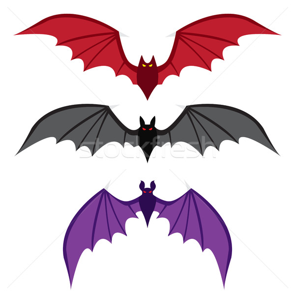Set of bat with big wings in color in flat style Stock photo © jiaking1