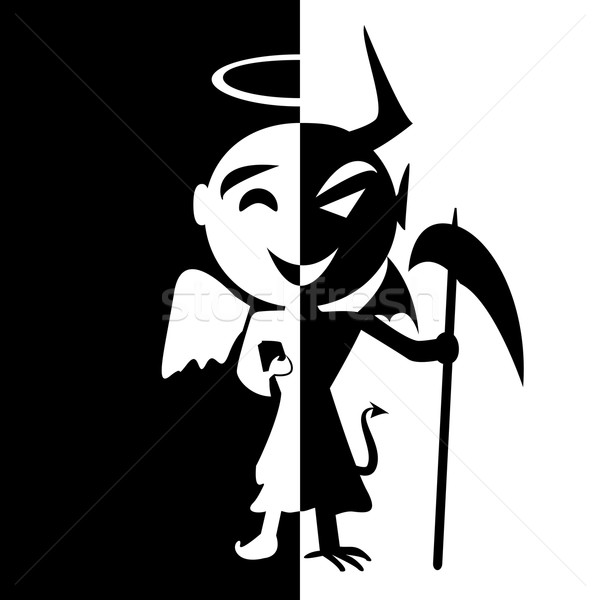 Bipolar disorder.Smile of saint and satan, Angel and Devil in sa Stock photo © jiaking1