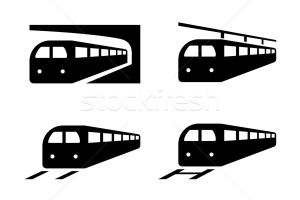 Set of train icons in silhouette style, vector Stock photo © jiaking1