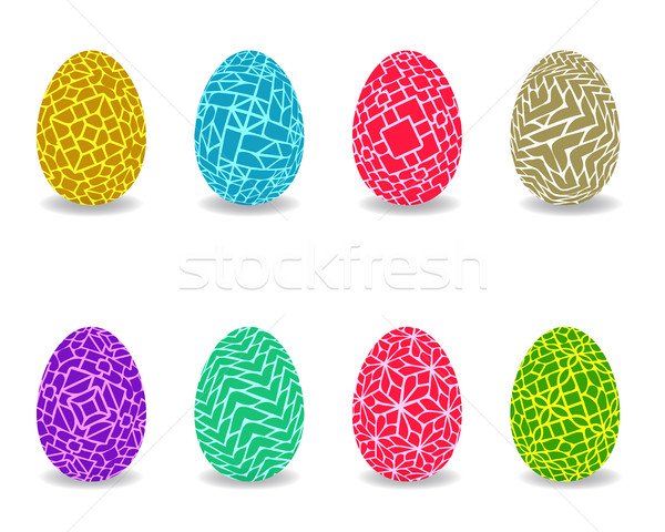 Stock photo: Set of vector easter egg with pattern