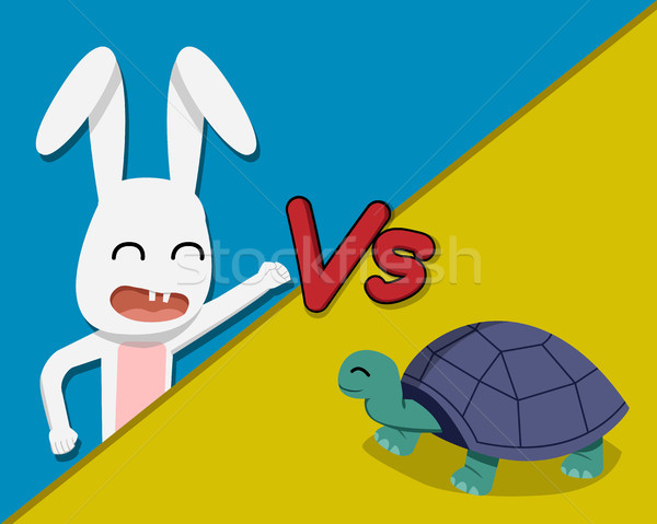 Rabbit versus Tortoise, vector cartoon Stock photo © jiaking1