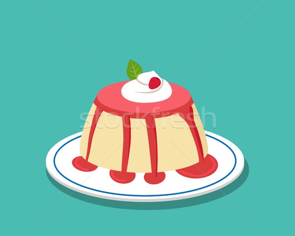 Strawberry pudding on white plate, vector Stock photo © jiaking1