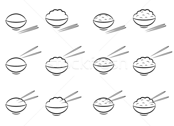 Foto stock: Arroz · tazón · símbolo · palillos · línea · arte