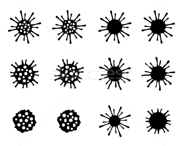 Set of cancer cell and virus in silhouette style Stock photo © jiaking1