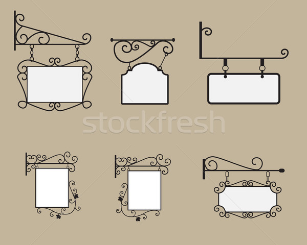 Hanging sign and Banner with black curved steel border Stock photo © jiaking1