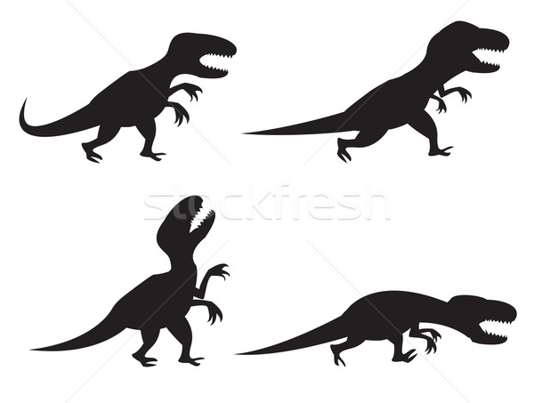 Black Silhouette of T-rex and Velociraptor in movement, angry,ru Stock photo © jiaking1