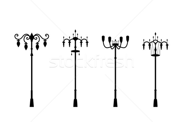 Street lamps in silhouette style, vector Stock photo © jiaking1