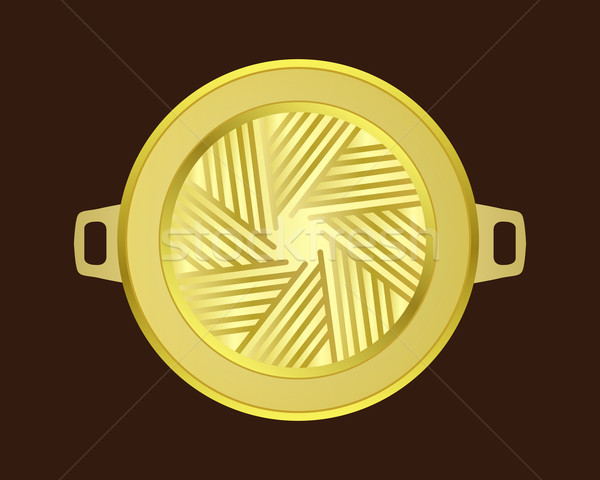 Brass grill pan in korean style on wood table , isolated vector Stock photo © jiaking1