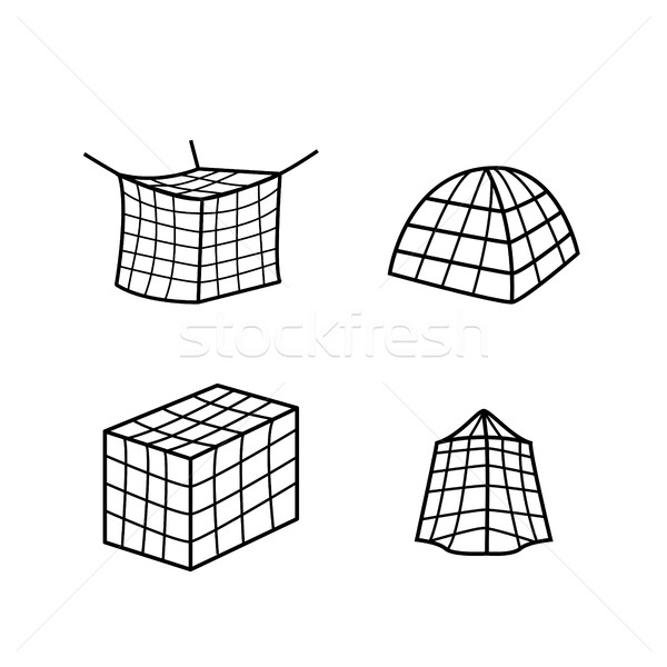 Set of Big mosquito bed net icon and symbol Stock photo © jiaking1