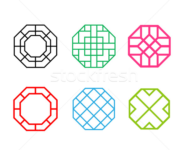 Set of Hexagon Korean pattern window frame Stock photo © jiaking1