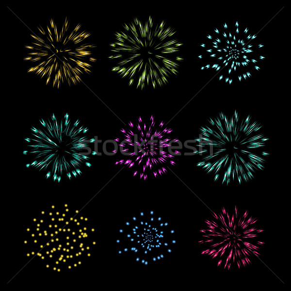 Set of Fireworks, vector object Stock photo © jiaking1