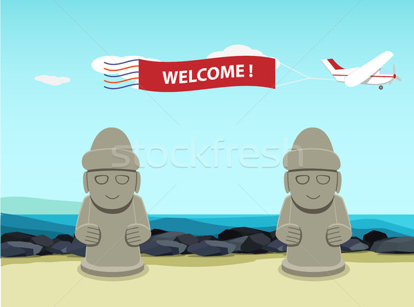 Stone Statue (Dol hareubang) on Jeju Island, Korea Stock photo © jiaking1
