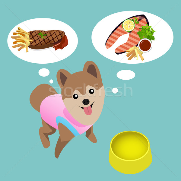 Cão vazio tigela comer bife carne Foto stock © jiaking1