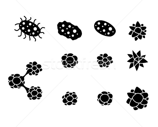 Set of virus and cancer cell icons in silhouette Stock photo © jiaking1