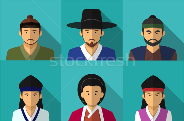 Portrait personnes traditionnel costume vecteur affaires [[stock_photo]] © jiaking1