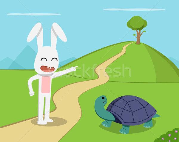 Rabbit invite tortoise  to competition, vector Stock photo © jiaking1