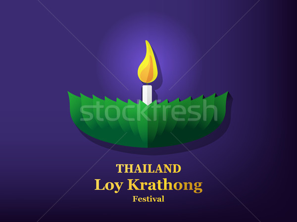 Loy Krathong festival card in vector art Stock photo © jiaking1