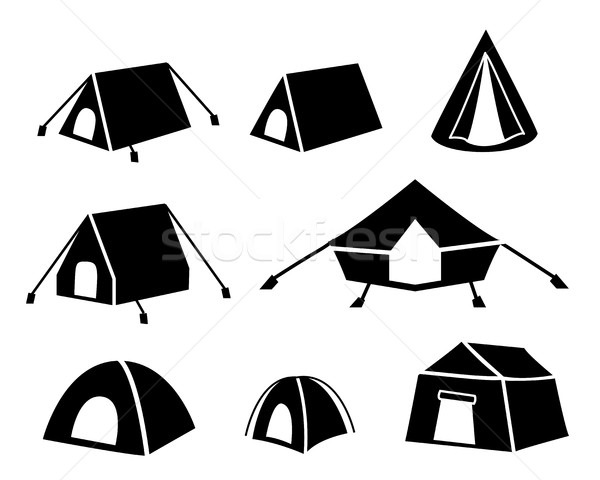 Set of tent icons in silhouette style Stock photo © jiaking1