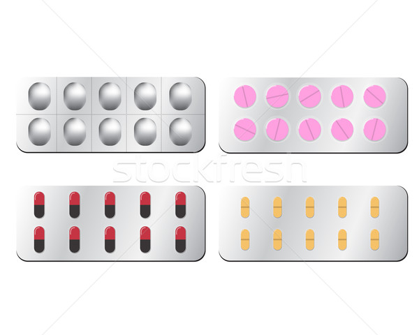 Set of pill isolated on white Stock photo © jiaking1