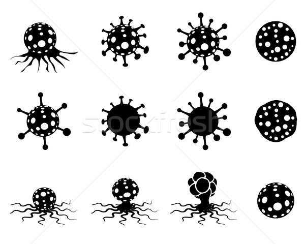 Set of virus and cancer cell in silhouette style Stock photo © jiaking1