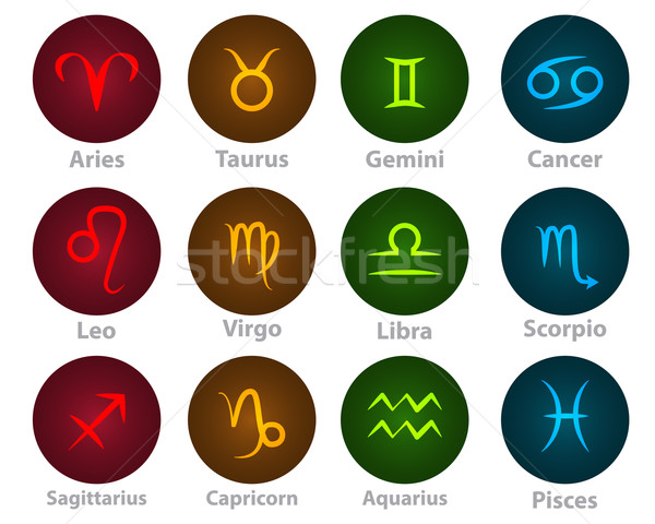 Zodiac signs circle neon ball icon Stock photo © jiaking1