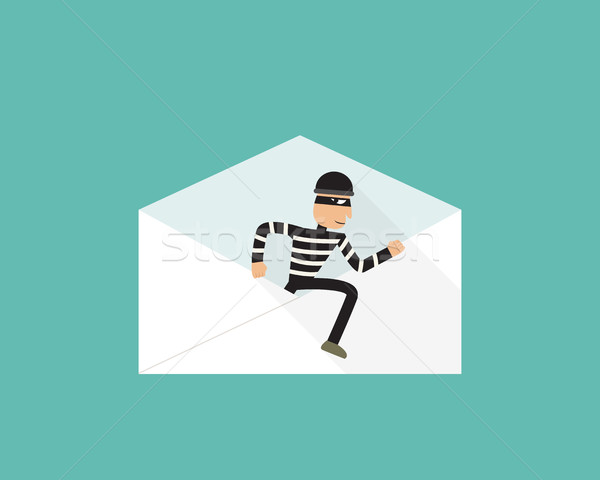 Thief walk out from phishing mail, vector Stock photo © jiaking1