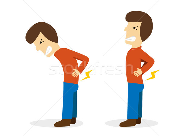 Man get pain from backache on white cartoon vector Stock photo © jiaking1