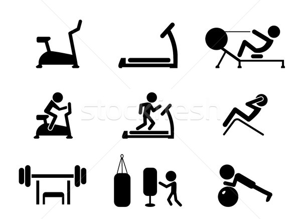 Set of Workout and Gym machines icons, vector Stock photo © jiaking1