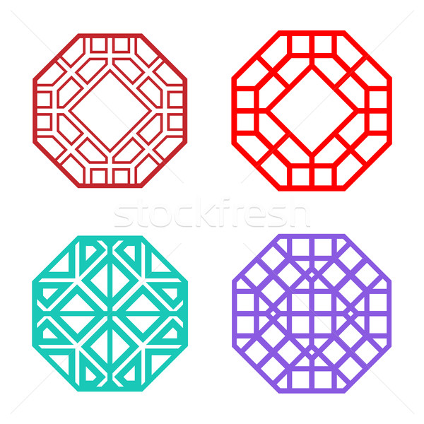 Set of Hexagon Korean pattern window frame Stock photo © jiaking1