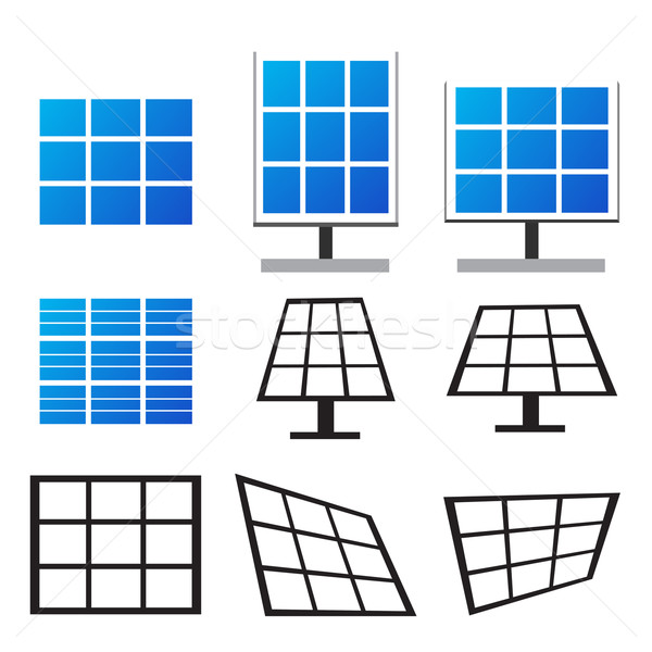 Set pannelli solari molti stile sole tecnologia Foto d'archivio © jiaking1