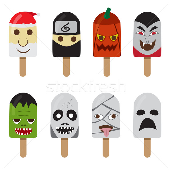 Set of ice cream with fantasy character face Stock photo © jiaking1