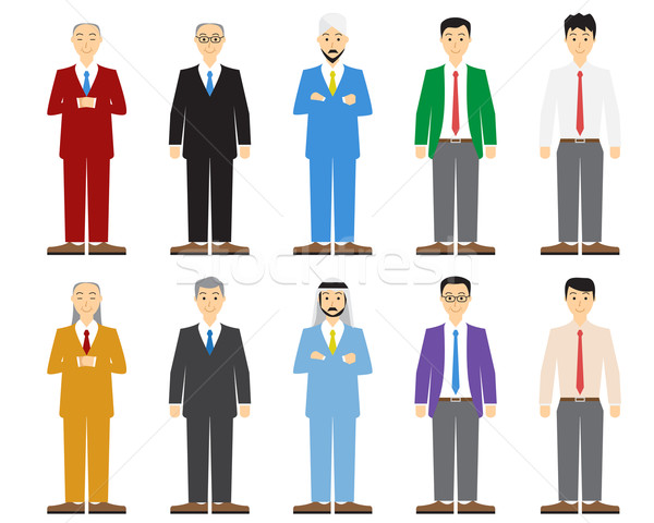 Set of old and young business man in flat style Stock photo © jiaking1