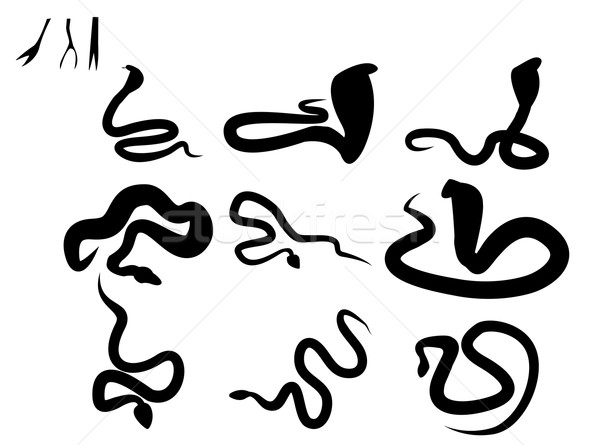 Set of black silhouette snake and snake tongue Stock photo © jiaking1