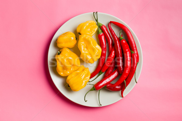 chili peppers and habanero on plate Stock photo © jirkaejc