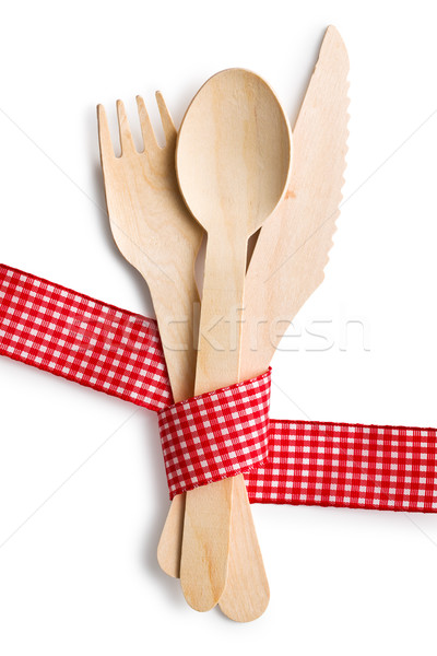 Ayarlamak ahşap çatal bıçak takımı beyaz ahşap mutfak Stok fotoğraf © jirkaejc