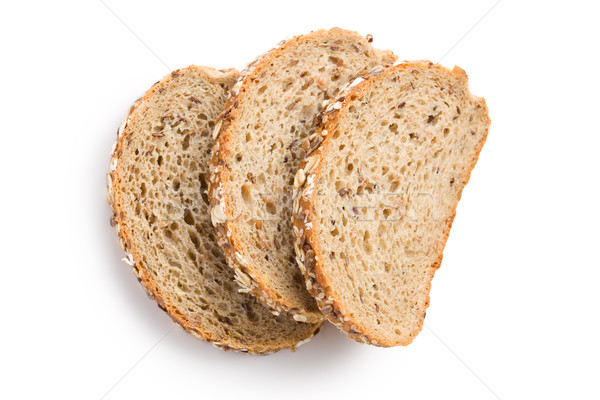 ストックフォト: 全粒粉パン · 白 · 背景 · パン · 小麦 · 穀物