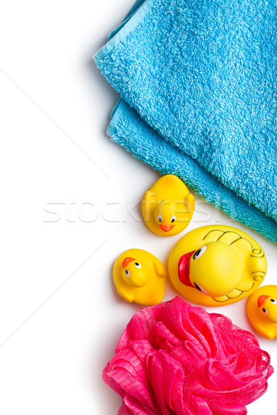 yellow bath ducks and bath puff Stock photo © jirkaejc